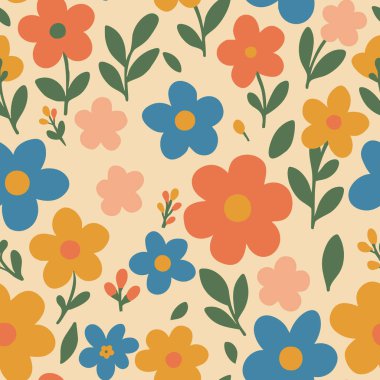 Zarif tasarım projeleri ve tekstil duvar kağıdı tasarımları için karmaşık çiçek ve yapraklar içeren kusursuz bir el çizimi deseni