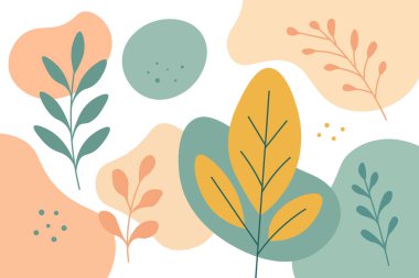 Minimum doğal elementlere sahip yumuşak pastel vektör tasarımı modern sanat eserlerine sadelik ve zarafet getiriyor.