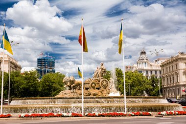 Madrid, Spain - June 20: Cibeles fountain at Plaza de Cibeles in Madrid