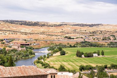 Panorama of the Tagus River and adjacent land in Toledo, Spain