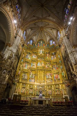 Toledo, Spain - June 22, 2022: Retablo in the Main Chapel inside the Cathedral of Toledo