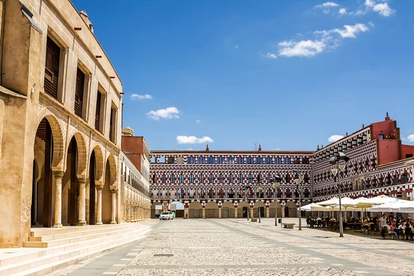 Badajoz España Junio 2022 Fachadas Los Coloridos Edificios Casas Plaza — Foto de Stock