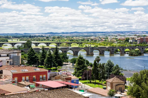 Panorama Badajoz Surplombant Fleuve Guardiana Estrémadure Espagne — Photo