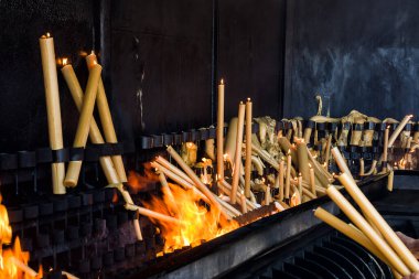 Portekiz, Fatima Mabedi 'nin odunlarında yanan adak mumları.