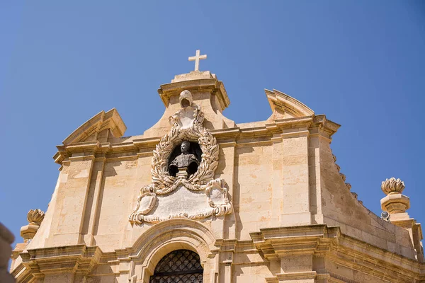 Detalj Kyrkan Our Lady Victory Första Kyrkan Byggdes Valletta Malta — Stockfoto