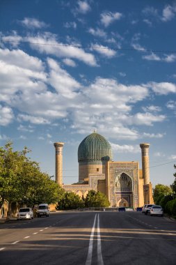 Gur Amir mausoleum seen from the street clipart