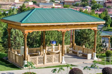 Gazebo with water fountain at Hazrat Khizr Mosque clipart