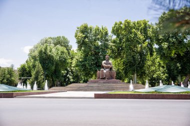 Statue of Tamerlane in the center of Samarkand in Uzbekistan clipart