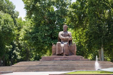 Statue of Tamerlane in the center of Samarkand in Uzbekistan clipart