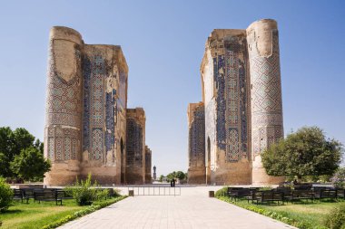 Shahrisabz, Uzbekistan - 07 July 2024: Ruins of Ak-Saray Palace in Shahrisabz in Samarkand province clipart