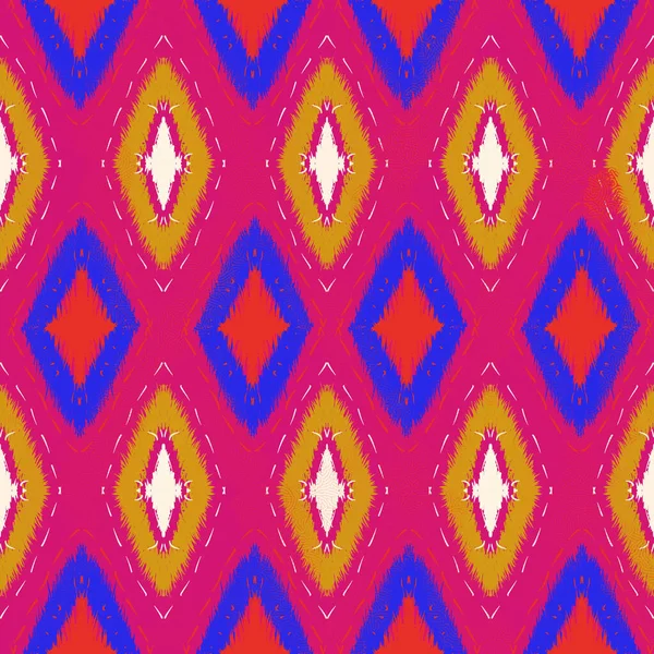 红色Ikat族无缝图案背景 使用Ikat模式设计创建此模式 纺织品 地毯和服装的纹理背景 — 图库照片