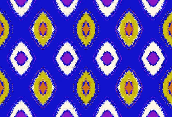 ブルーバックIikatエスニックシームレスパターンデザイン イカットパターンを使用してこのパターンを作成します カーペット 衣服のための抽象的なテクスチャされた背景 — ストック写真