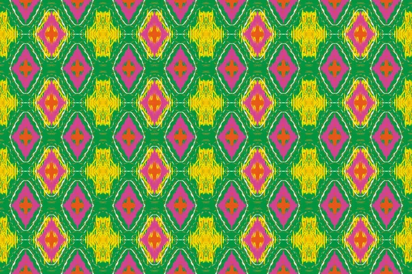 绿色抽象背景条纹种族几何图案无缝背景装饰漂亮的纺织品和服装 — 图库照片