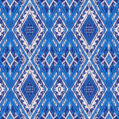 İkat kumaş deseni, nakışlı etnik desen, doğulu dikişsiz geometrik desenler, Ikat geometriği. Tayland ipek kumaşı. Tekstil kumaş eşarp duvar kağıdı ambalaj kağıdı ipeği için Ikat soyut illüstrasyonuName