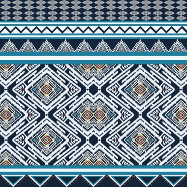Tayland ipeği kumaş deseni. İşlemeli etnik model. Kabile kumaşı örgü desenli oryantal geometrik. Geometrik katman. Tekstil kumaş ipek eşarp halı duvar kağıdı perdesi için soyut illüstrasyon.