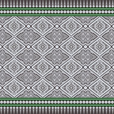 Tayland ipeği kumaş deseni. İşlemeli etnik model. Kabile kumaşı örgü desenli oryantal geometrik. Geometrik katman. Tekstil kumaş ipek eşarp halı duvar kağıdı perdesi için soyut illüstrasyon.