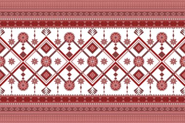 Etnik geleneksel model motifleri. Nakış stili, soyut Aztek süslemesi, arka plan tekstil duvar kağıdı kumaş batik sarong için dikişsiz geometrik kabile tasarımı. Vektör illüstrasyonu