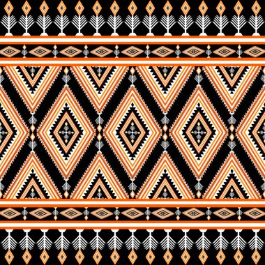 Etnik geleneksel model motifleri. Nakış stili, soyut Aztek süslemesi, arka plan tekstil duvar kağıdı kumaş batik sarong için dikişsiz geometrik kabile tasarımı. Vektör illüstrasyonu