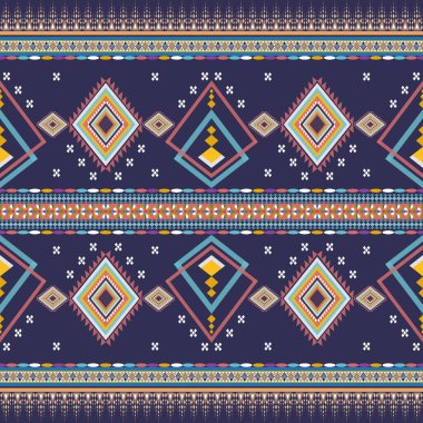 Çoklu renkli, soyut, soyut, kusursuz kabile modeli. Aztek geometrik sanat. Duvar kağıdı, yastık, giysi ve kumaş için Navajo tekstil arka plan tasarımı. Vektör illüstrasyon nakış biçimi.