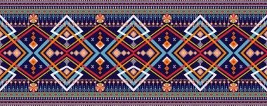 Parlak Etnik Örnekler Nakış. Klasik kabile Navajo Geleneksel Geometrik Sanatı Aztek renginde. Duvar kağıdı, doku, tekstil, kumaş, giysi, ambalaj, batik, sarong için tasarım.