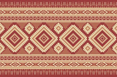 Parlak Etnik Örnekler Nakış. Klasik kabile Navajo Geleneksel Geometrik Sanatı Aztek renginde. Duvar kağıdı, doku, tekstil, kumaş, giysi, ambalaj, batik, sarong için tasarım.