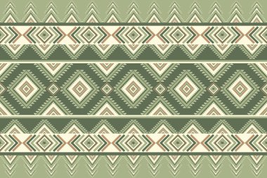 Yeşil Vintage Etnik desenler Ikat arka plan nakışı. Klasik kabile Navajo geleneksel geometrik sanatı Aztek renginde. Duvar kağıdı, doku, tekstil, kumaş, giysi, ambalaj, batik, sarong için tasarım.