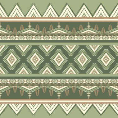 Yeşil Vintage Etnik desenler Ikat arka plan nakışı. Klasik kabile Navajo geleneksel geometrik sanatı Aztek renginde. Duvar kağıdı, doku, tekstil, kumaş, giysi, ambalaj, batik, sarong için tasarım.