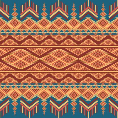 Klasik etnik soyut desenli kusursuz kabile. Aztek geometrik sanat. Duvar kâğıdı, yastık, giysi ve kumaş için Navajo tekstil katlama arka plan tasarımı. Vektör illüstrasyon nakış biçimi.