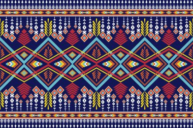 Parlak etnik kalıplar, kusursuz arka plan nakışı. Kabile Navajo geleneksel geometrik sanat Aztek renklidir. Duvar kağıdı, doku, tekstil, kumaş, giysi, ambalaj, batik, sarong için tasarım.