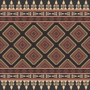 Klasik soyut kabile geometrik dikişsiz etnik model. Yerli kumaş geleneksel nakış arkaplanı. Kumaş, sanat, duvar kağıdı, tekstil, ambalaj için tasarım. - Vektör, İllüstrasyon.