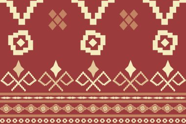 Yerli kumaş geometrik kabile deseni. Güneybatı Aztek Navajo etnik, kusursuz Ikat. Tekstil, baskı, duvar kağıdı, ambalaj, giysi, batik, sargı için tasarım vektörü.