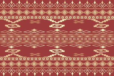 Yerli kumaş geometrik kabile deseni. Güneybatı Aztek Navajo etnik, kusursuz Ikat. Tekstil, baskı, duvar kağıdı, ambalaj, giysi, batik, sargı için tasarım vektörü.