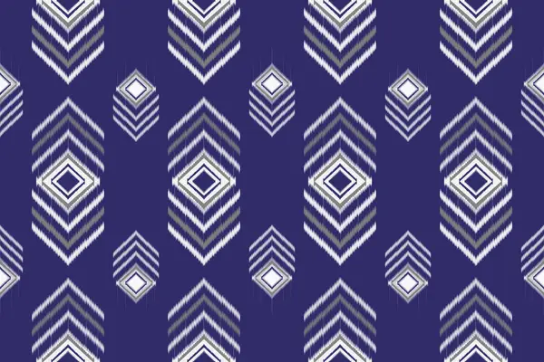 Ikat Fabric Deseni 'nin soyut mavi arkaplan görüntüsü. Aztek kabilesi tarzında, etnik fakirler kusursuz çizgiler. Arkaplan, duvar kağıdı, kumaş, perde, halı, ambalaj, giysi, sarong için tasarım