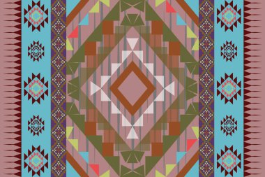 Klasik Etnik geometrik desen pürüzsüz. Yerli Amerikan Nakışı. Kabile dekoratifi Navajo arka planı. Giyim, halk, atkı, duvar kâğıdı, ambalaj, sarong için kusursuz Meksika halısı tasarımı.