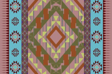 Klasik Etnik geometrik desen pürüzsüz. Yerli Amerikan Nakışı. Kabile dekoratifi Navajo arka planı. Giyim, halk, atkı, duvar kâğıdı, ambalaj, sarong için kusursuz Meksika halısı tasarımı.