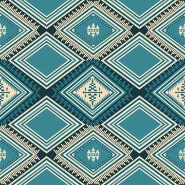 Yerli Geometrik Kumaş Etnik Modeli. Yerli kabile dokusu Yeşil arka planda kusursuz çizgili geleneksel tekstil baskı, halk, giysi, sarong, duvar kağıdı, ambalaj, sarong, Batik