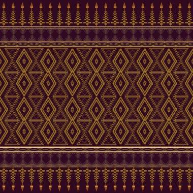 Klasik Etnik Tayland modeli. Yerli kumaş geometrik kabile deseni. Güneybatı Aztec Navajo etnik olarak kusursuz. Tekstil, baskı, duvar kağıdı, ambalaj, giysi, Sarong, Batik, Yastık için tasarım vektörü