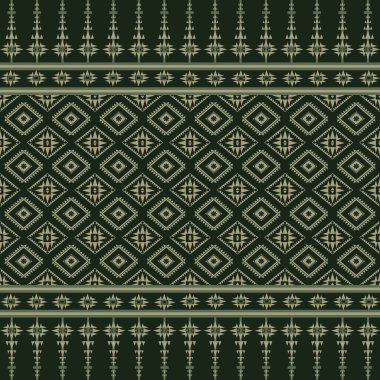 Yeşil Geometrik Kumaş Etnik Desenin Vektörü. Yerli kabile dokusu Yeşil arka planda kusursuz çizgili geleneksel tekstil baskı, halk, giysi, sarong, duvar kağıdı, ambalaj, sarong, Batik