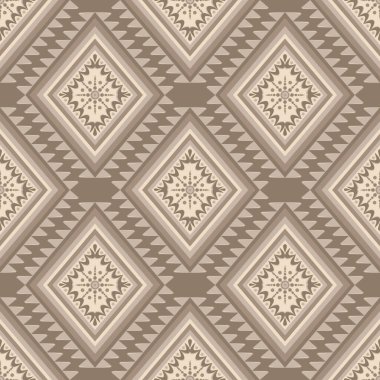 Yerli kumaş geometrik dikişsiz kabile deseni. Güneybatı Aztek Navajo deseni. Geleneksel etnik Ikat. Tekstil, baskı, duvar kağıdı, ambalaj, giysi, batik, sargı için tasarım vektörü.