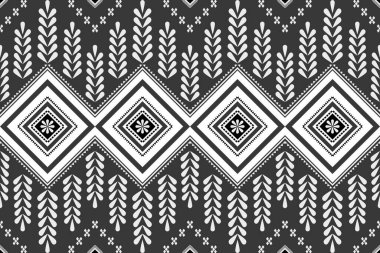Kabile vektörünün kusursuz bir geçmişi var. Siyah ve beyaz Etnik desenler nakış. Geleneksel Navajo geometrik baskı sanatı Aztek. Duvar kağıdı, yastık, tekstil, kumaş, halk, sarong için tasarım