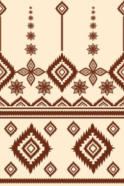 Klasik Geometrik Soyut Etnik Şablon Sanatı. Geleneksel Ikat desensiz ipeği. Navajo yerlisi. Batik Sarong 'un duvar kağıdı ambalajı için tasarlanmış. Vektör İllüstrasyonu