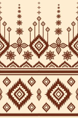 Klasik Geometrik Soyut Etnik Şablon Sanatı. Geleneksel Ikat desensiz ipeği. Navajo yerlisi. Batik Sarong 'un duvar kağıdı ambalajı için tasarlanmış. Vektör İllüstrasyonu