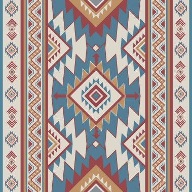 Yerel klasik soyut Amerikan Etnik modeli. Yerli kabile süsü kusursuz. Arka plan, giysi, tekstil, duvar kağıdı, ambalaj için Aztek geometrik navajo nakış deseni tasarımı