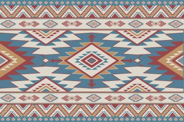 Yerel soyut Amerikan Etnik modeli. Yerli kabile süsü kusursuz. Arka plan, giysi, tekstil, duvar kağıdı, ambalaj için Aztek geometrik navajo nakış deseni tasarımı