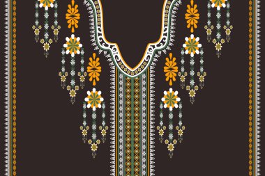 Yerli Geometrik Etnik Düzen. Geleneksel Boyunbağı nakış tasarımı. Moda kadınları için kolye doğulu kabile dokusu, giysi.