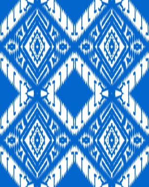 Kaliteli Ikat deseni. Duvar kâğıdı, kumaş, kumaş, giysi, halı, batik için güzel arka plan tasarımı. Görüntü