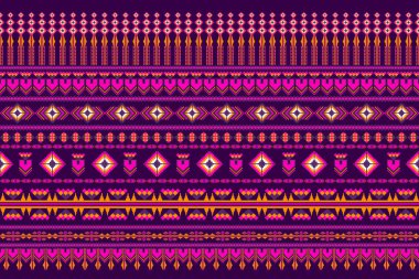 Klasik Geometrik Etnik Örnekler Nakışlı Çapraz Dikiş. Kumaş kabile süsü pikseli yatay pürüzsüz. Kumaş, tekstil, iç dekorasyon unsurları, döşeme, giysi için tasarım kullanımı