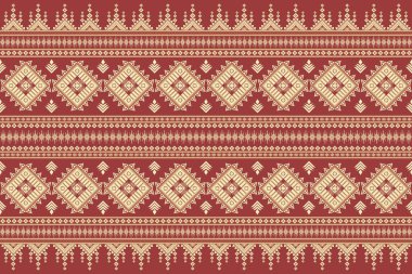 Geleneksel Soyut Geometrik Etnik Düzen. Arkaplan veya halı, duvar kağıdı, batik ambalaj, perde tasarımı, vektör illüstrasyonu için Doğu Kabilesi nakış tasarımı.