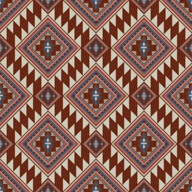 Klasik soyut etnik model, pürüzsüz. Yerli kabile süsü kusursuz. Arka plan giysileri, tekstil, duvar kâğıdı, ambalaj için Aztek geometrik navajo nakış tasarımı