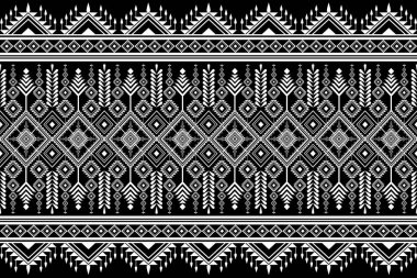 Siyah ve beyaz soyut geometrik etnik model. Geometrik kabile kusursuz. Aztek Amerikan Navajo: Tekstil baskılı halı duvar kâğıdı Batik kaplaması için siyah arkaplan tasarımı